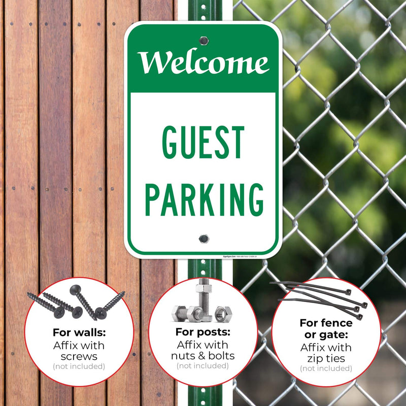 Welcome Guest Parking Sign, (SI-806) Large 12x18 Rust Free .63 Aluminum, Weather/Fade Resistant, Easy Mounting, Indoor/Outdoor Use, Made in USA