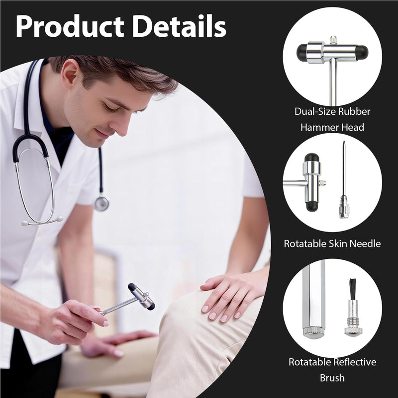 Trömner Neurological Reflex Hammer for Medicine, Neurological Reflex Hammer with Built-in Brush and Needle, Versatile Diagnostics, for Medical and Care Applications