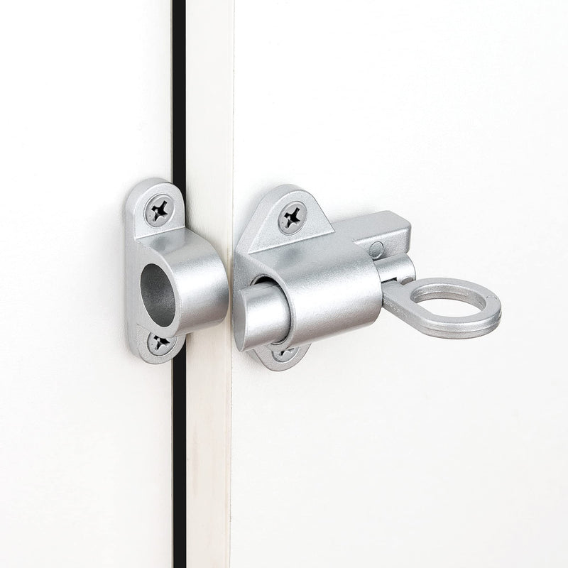 INIRET 10 Packs Self-Closing Latch，Silver Gray Spring Door Lock，Resilient Bolt Latch Aluminum Alloy Safety Automatic Spring Barrel Door Lock with Screws，Used for Wooden Door，Wooden Window and Cabinet Silver Gray