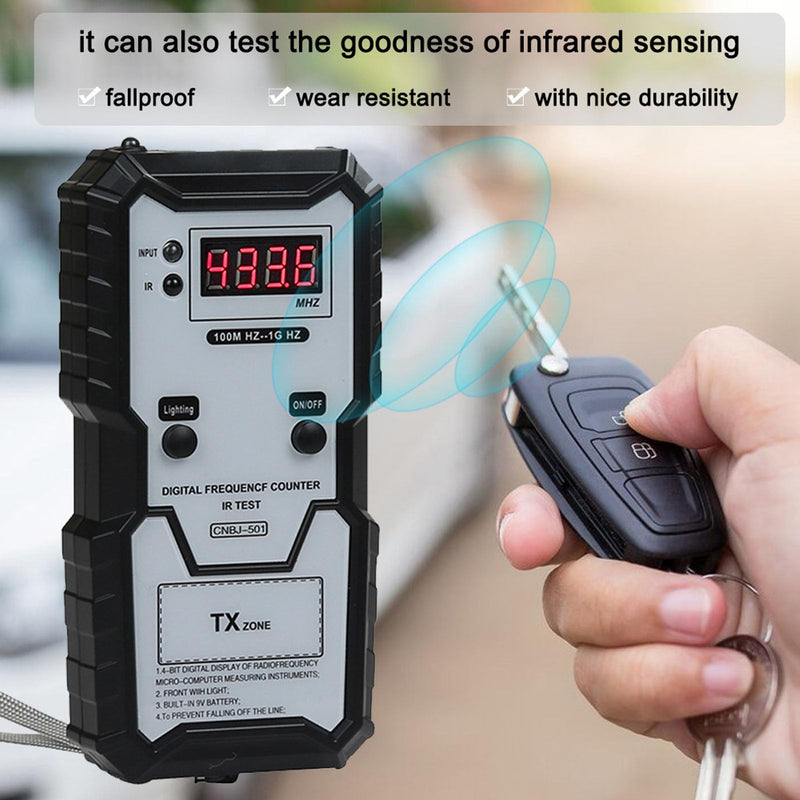 [Australia - AusPower] - Portable Digital Frequency Meter Counter, Remote Key Fob Tester, 100MHZ to 1GHZ Infrared Remote Control Frequency Tester for Access Control 