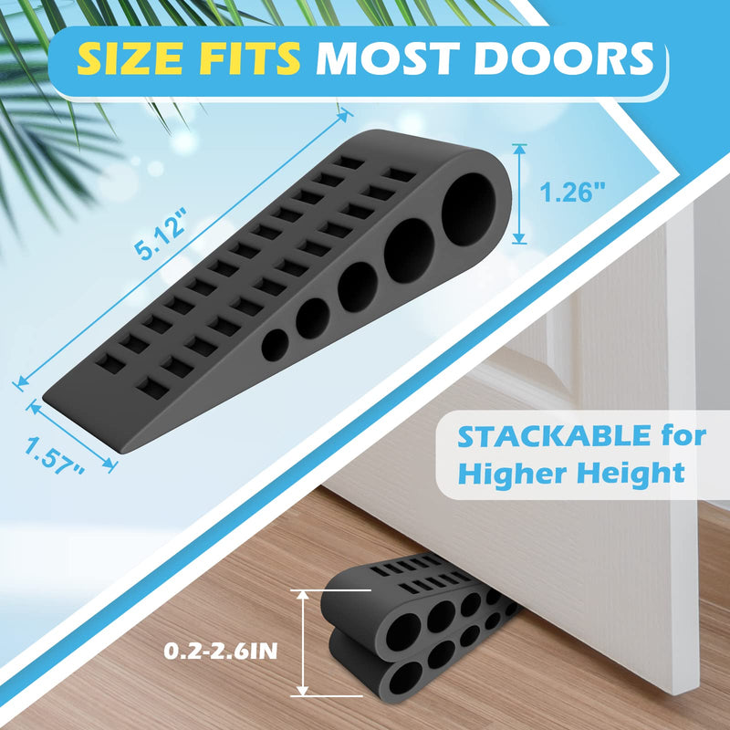 [Australia - AusPower] - Rubber Door Stoppers for Bottom of Door - 4 Pack Door Stop Wedge with Holder Heavy Duty Doorstop for Home Office Dorm Classroom Garage Stackable on Multi Floor Carpet Concrete Tile Linoleum & Wood 4 Pack Black 
