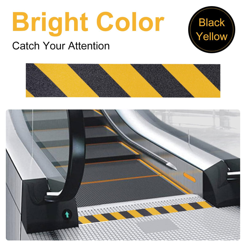 Grip Tape 3 Inch x 33 Ft, Black & Yellow Anti Slip Tape for Stairs, Heavy Duty Anti Slip Traction Tape, Waterproof Grip Tape Safety Non Skid Roll for Outdoor, Indoor, Stair, Step, Ramp 3 inch -1