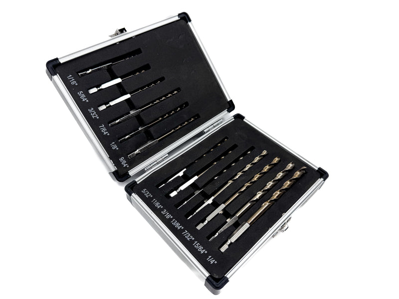 Drill America 13 Piece Quick Change Cobalt Drill Set with Hex Shank, (1/16" - 1/4" x 64ths), COHEX Series