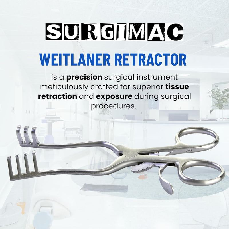 [Australia - AusPower] - Weitlaner Retractor 4.5” Blunt 3x4 Prong Stainless Steel Retractor Autoclave able and Sterilize able Teeth Grip Finger Rings Retractor Oral Surgery Instruments Surgical Dental Tools 