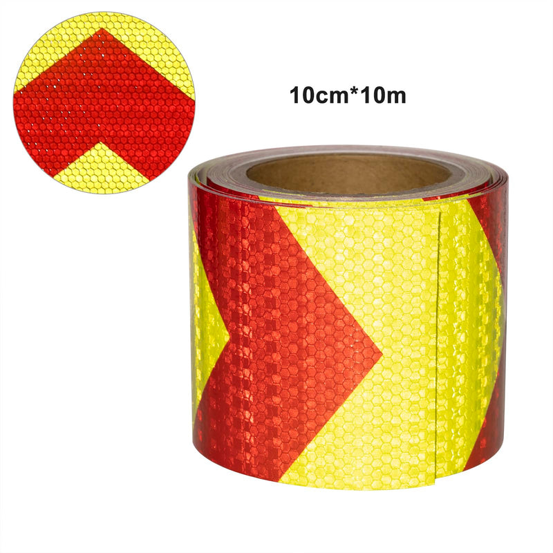 Reflective Tape, Waterproof Self Adhesive Dot Reflective Tape Outdoor Safety Caution Reflector for Trailers, Bikes, Cars（Red Yellow, 4 Inch x 32.8 Feet） Red/Yellow