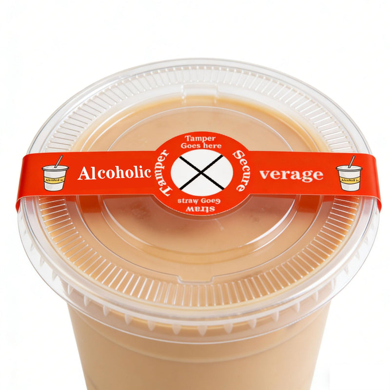 Alcohol to-Go Drink Straw Tamper Proof Stickers 500 Pcs Alcoholic Beverage Lid Stickers - 1 x 9 inch Safe Secure Tamper Evident Safety Seals Sticker for Alcohol Cups Drink Lids