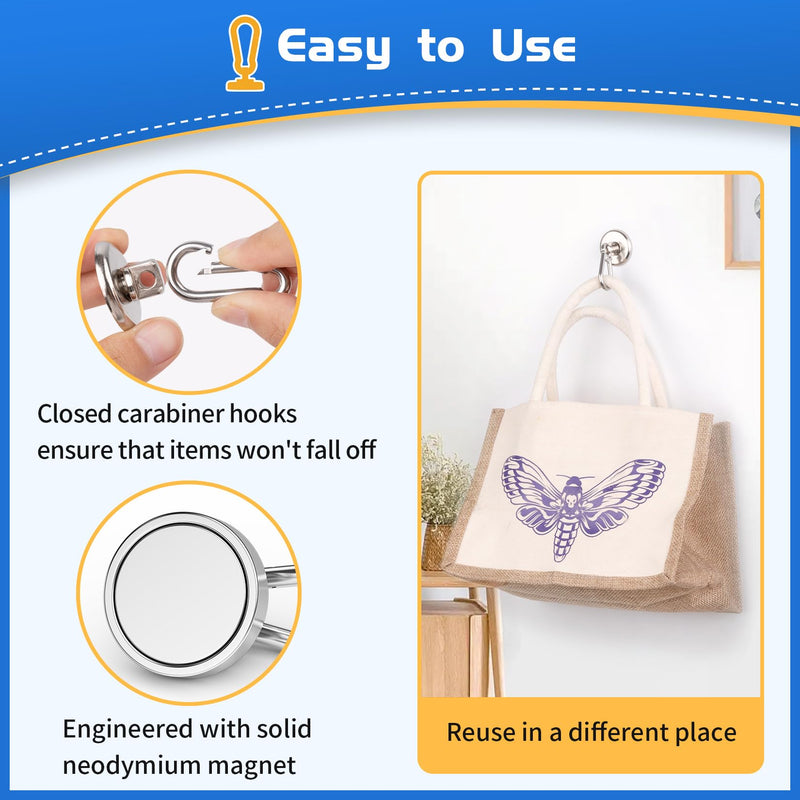 [Australia - AusPower] - Strong Magnetic Hooks Heavy Duty, 110LBS Magnetic Carabiner Hook, Neodumium Magnet Hooks with Swivel Hook, Magnets with Hooks for Hanging, Cruise, Garage, Warehouse, Outdoor - 4 Pack 4Pack 110Lbs 