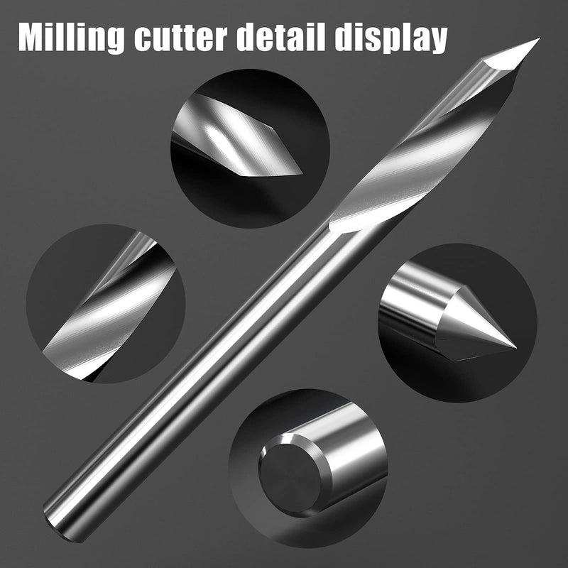 HUHAO Spiral 60 Degree V Groove Engraving Tool Flat Bottom CNC Router Bits 1/8 Inch Shank for Aluminum MDF Hard Wood Copper 5PCS 5PCS 60Degree 0.1mm Tip