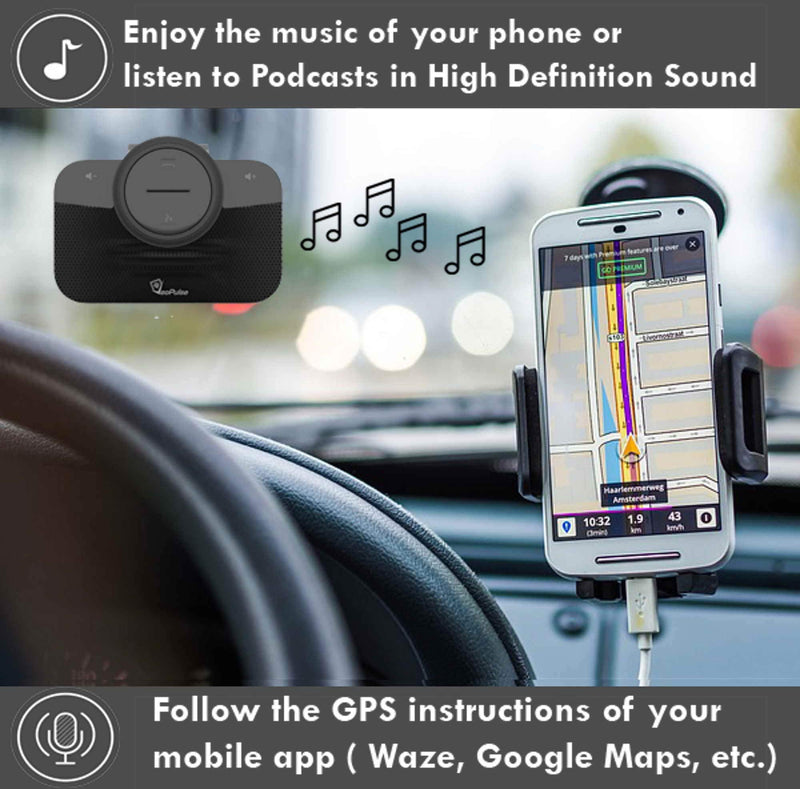 [Australia - AusPower] - Car Speakerphone B-PRO 2B Hands-Free kit, 6W Hi-Fi Speakers, with Bluetooth Automatic multipoint Cellphone Connection 