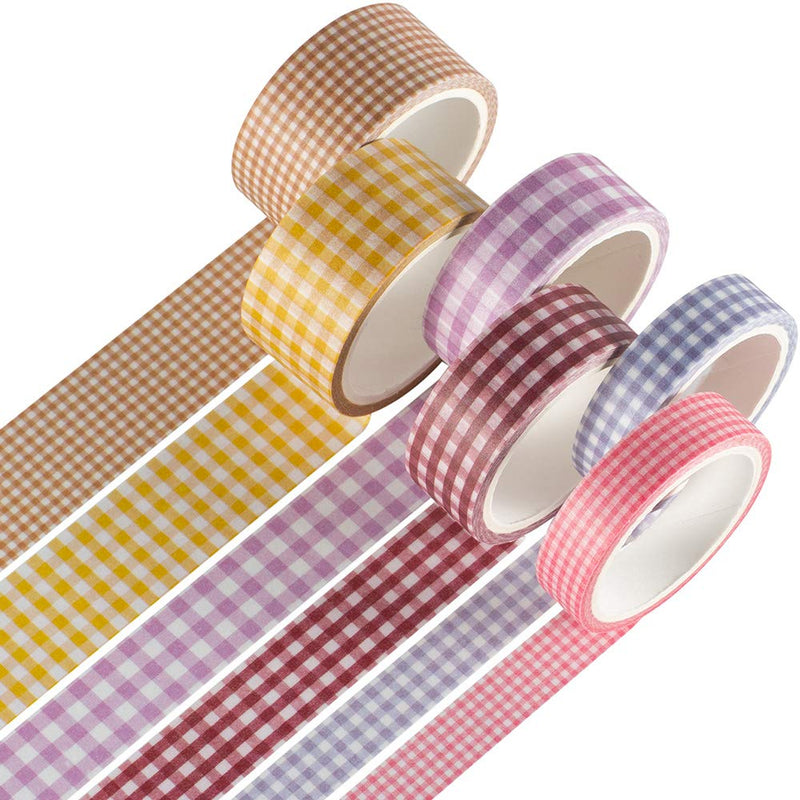 YUBBAEX 6 Rolls Plaid Washi Tape Set Basic Grid Masking Decorative Tapes for Arts, DIY Crafts, Journals, Planners, Scrapbooking, Wrapping (Basic Plaid) Basic Plaid