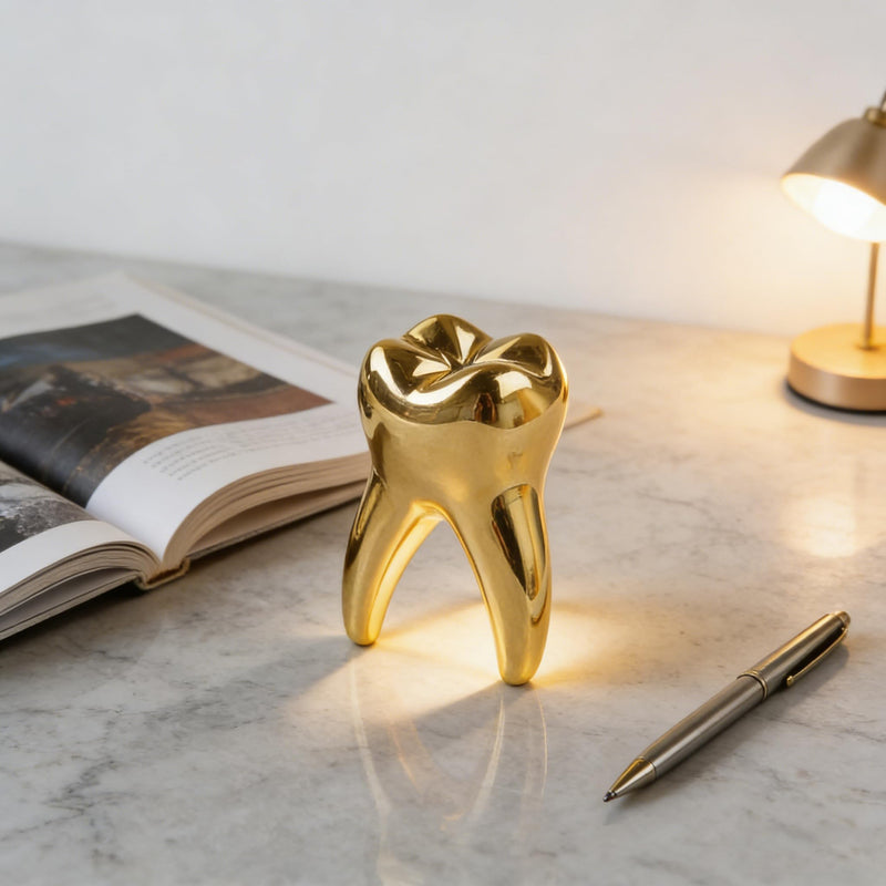 Tooth Sculpture for Display Decoration Clinic Desktops, Golden | dental decorations for office tooth model gift for display decoration clinic desktops dental student gift gold