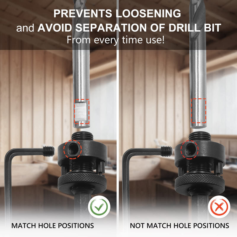 [Australia - AusPower] - Heavy Duty Hole Saw Arbor with 5pcs Center Drill Bits, 1/2" Hex Shank Quick Change Arbor Fits 1-1/2" to 10" Hole Saws 