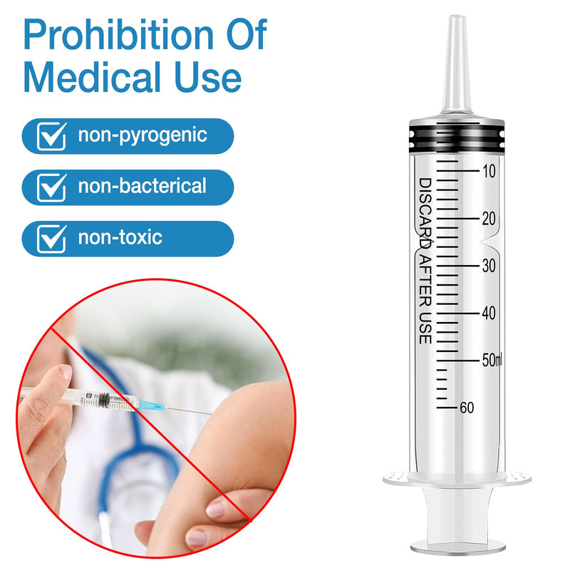 [Australia - AusPower] - Pack of 6 60 ml Syringe Large Syringes for Science Laboratories Without Needle for Refilling and Measuring Oil Adhesive Applicator of Liquids Feeding Pets Scientific Laboratories 