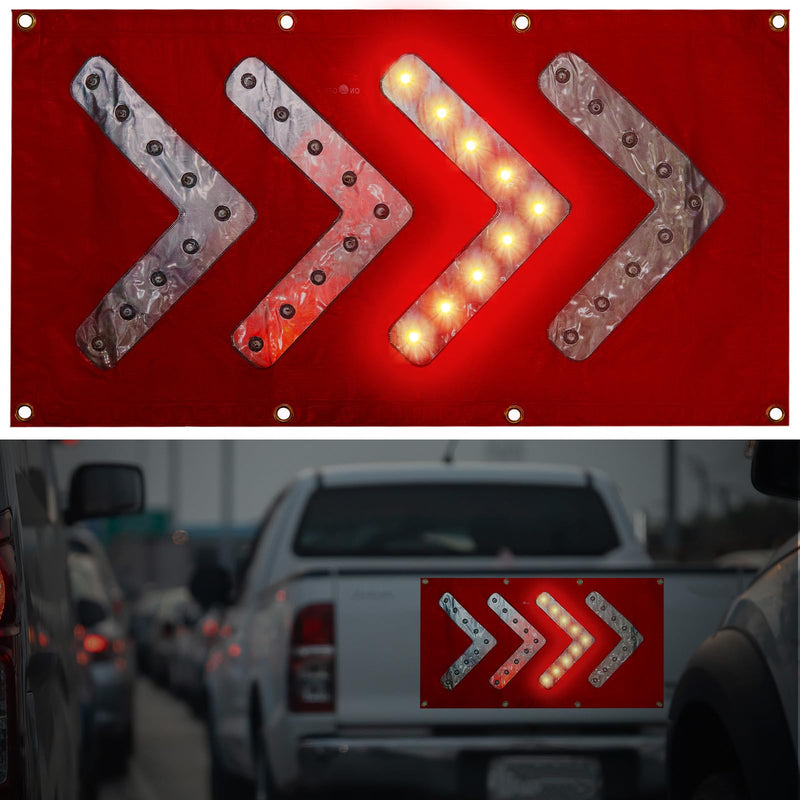 Hahafelt 1 Pcs LED Magnetic Traffic Arrow Sign 18 x 33 Inch Arrow Banner Directional Traffic Guide Light Flashing Warning Sign for Construction, Fire or Rescue, Highway Safety and Law Enforcement