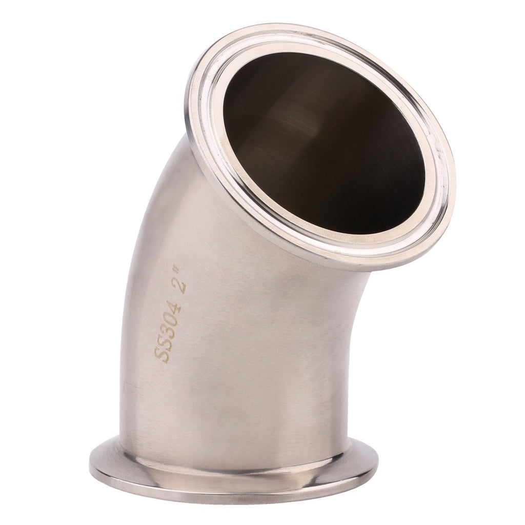 DERNORD 45 Degree Elbow | 2 Inch Tube OD Stainless Steel 304 Pipe Fitting Fits Tri Clamp 2 inch 2" Pipe OD