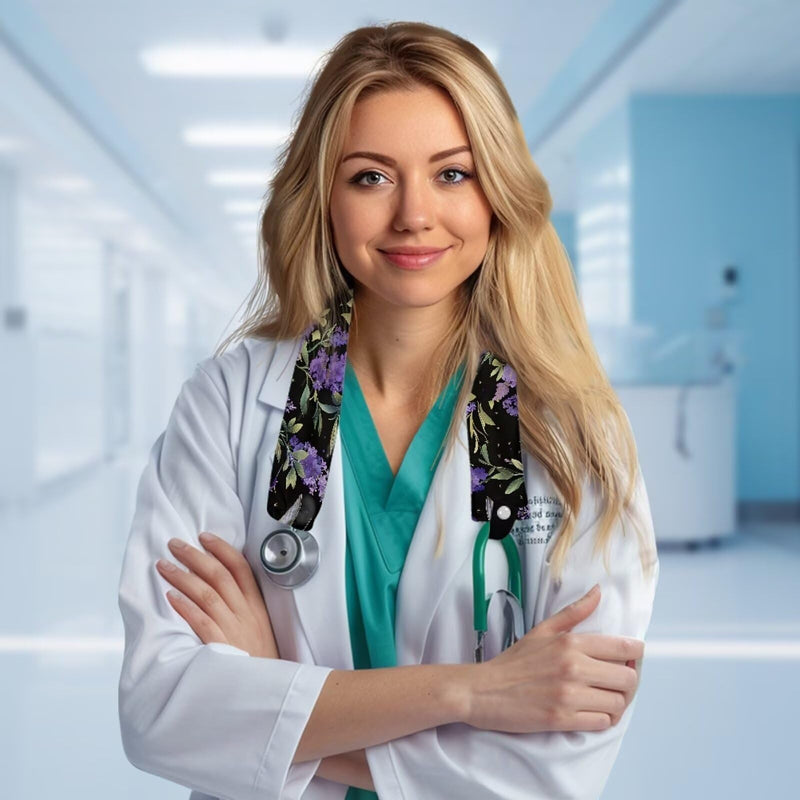 [Australia - AusPower] - Rnyleeg Lavender Hummingbird Stethoscope Covers for Nurses Black Stretchy Slim Looking Stethoscope Cover Sleeve Stethoscope Accessories 1 