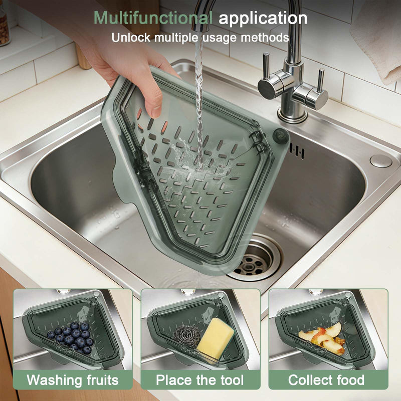 Generic 2 x Triangular Sink Strainer | Sink Organizer Rack, Detachable Strainer, Space Saving, Twist Lock for Kitchen Waste