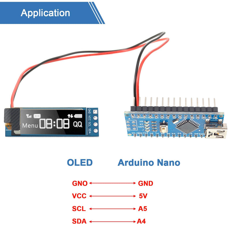 [Australia - AusPower] - 5 Pieces I2C Display Module 0.91 Inch I2C OLED Display Module I2C OLED Screen Driver DC 3.3V~5V (White Display Color) White Display Color 