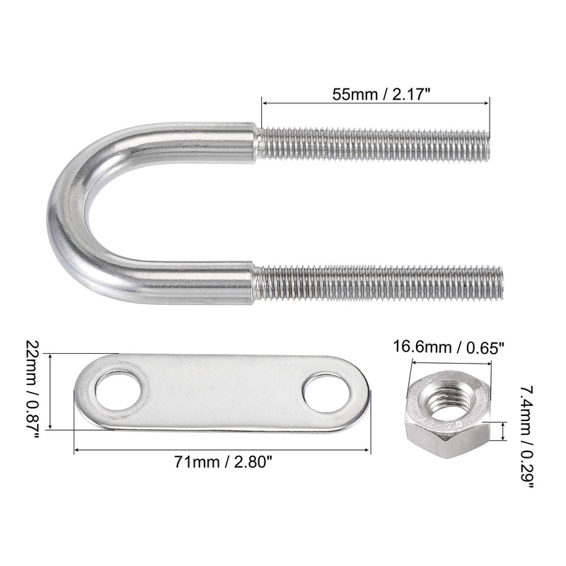 [Australia - AusPower] - uxcell Round U-Bolt 1.5"(38mm) Fit Rod Size 112mm Length 304 Stainless Steel M10 with Nuts, Plates M10x38mmx112mm 