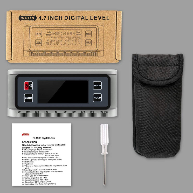 [Australia - AusPower] - Angle Gauge eOUTIL Digital Protractor Inclinometer Angle Finder with V-Groove Magnetic Base, Precision Bevel for Automobile Woodworking Building Drilling Machinery Masonry 
