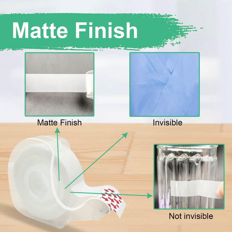 Tape Bulk, Clear Tape, Invisible, Matte Finish, Writable, 3/4 in x 650 in, Transparent Tape, 12 Rolls with Dispensers, Ideal for Gift Wrapping, School Supplies & Office Use 3/4″ (12 Pack)