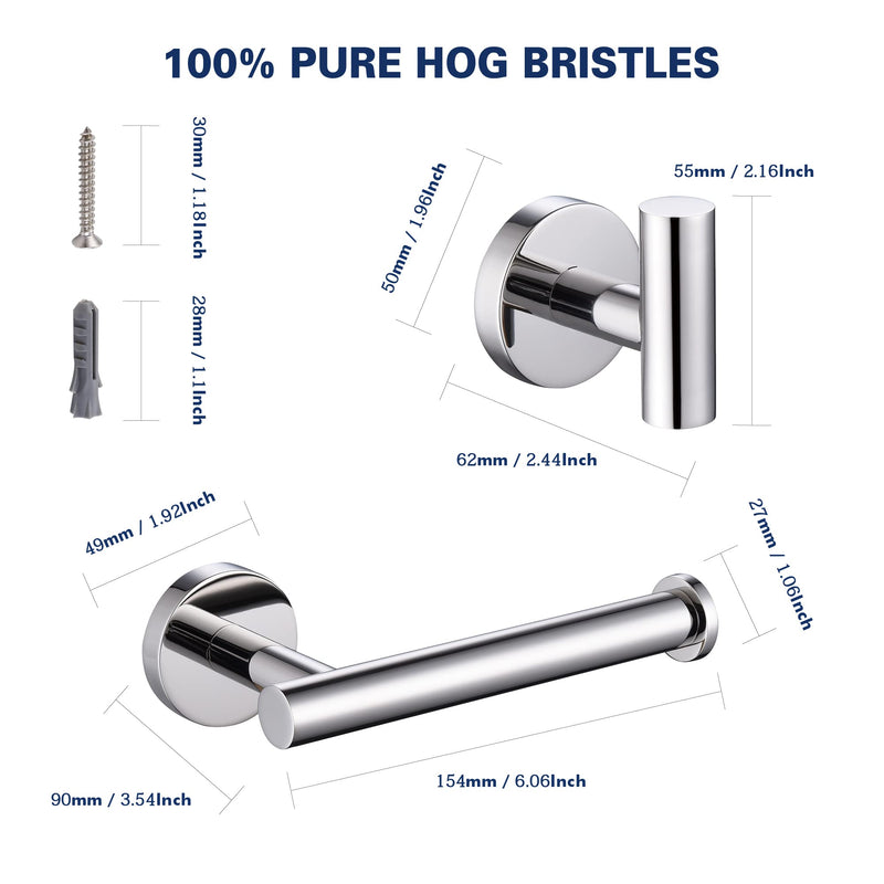 Bathroom Hardware Set, Premium Stainless Steel 3-Piece Include 5 Inch Toilet Paper Holders and 2 Towel Robe Holder Hook for Bathroom, Kitchen, Washroom Wall Mount Polished Chrome