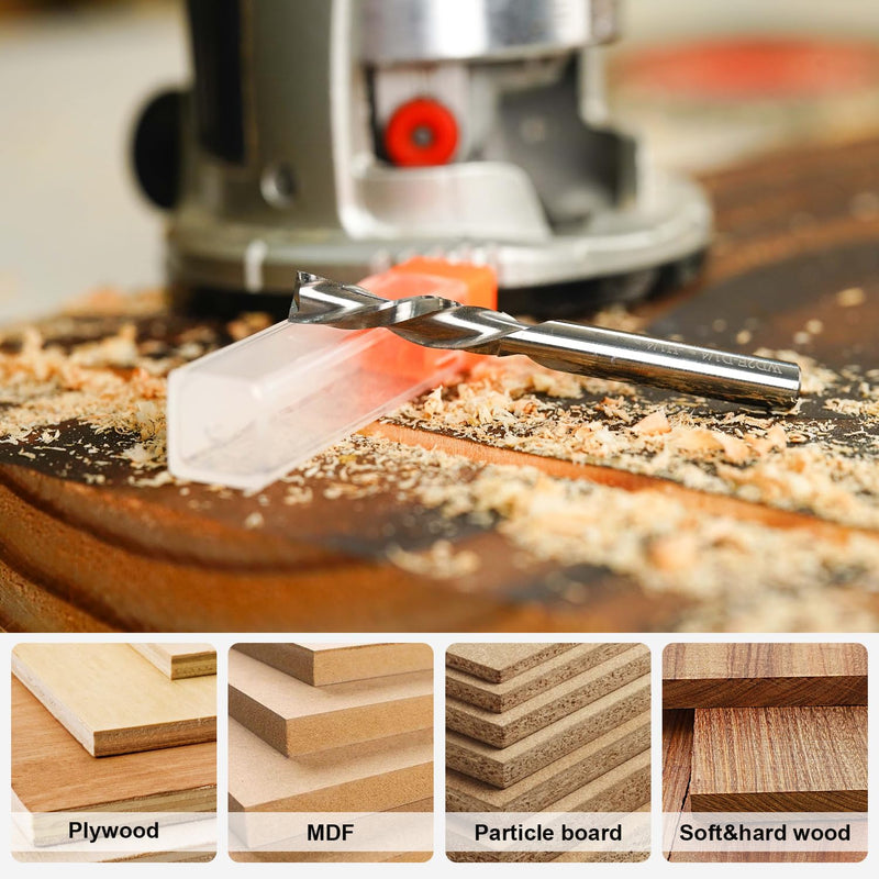 [Australia - AusPower] - SpeTool 5PCS Spiral Downcut Router Bits 1/4" Shank 1" Cutting Length Solid Carbide CNC Router Bit Set End Mills for Plunge Router Wood Carving 5 