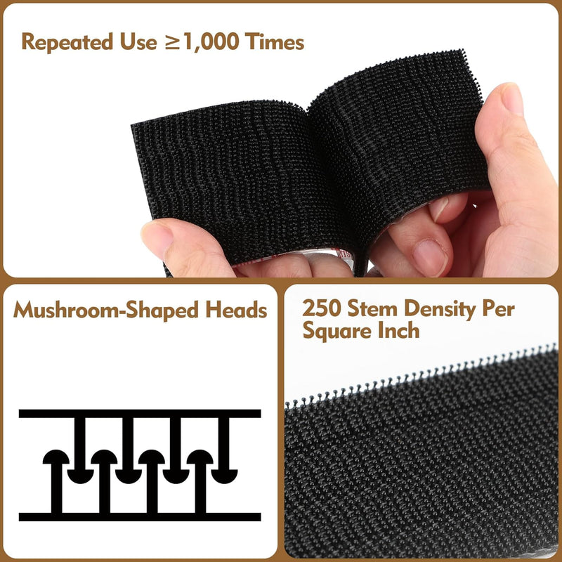 [Australia - AusPower] - Dual Lock SJ3550 Reclosable Fastener 2''×3Ft Black Heavy Duty Mounting Tape Strong Adhesive with Interlocking Mushroom-Shaped Heads for Indoor and Outdoor Use 1 Pack 