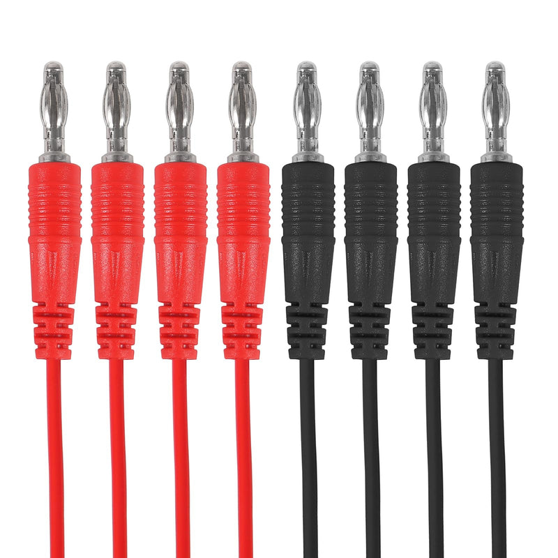 [Australia - AusPower] - 4Pair 4MM Banana Plug to Test Hook Clip Test Lead Cable for for Multi-Meter, Electrical Test Jumper Wire 100cm/3.3ft Electrical Connector 