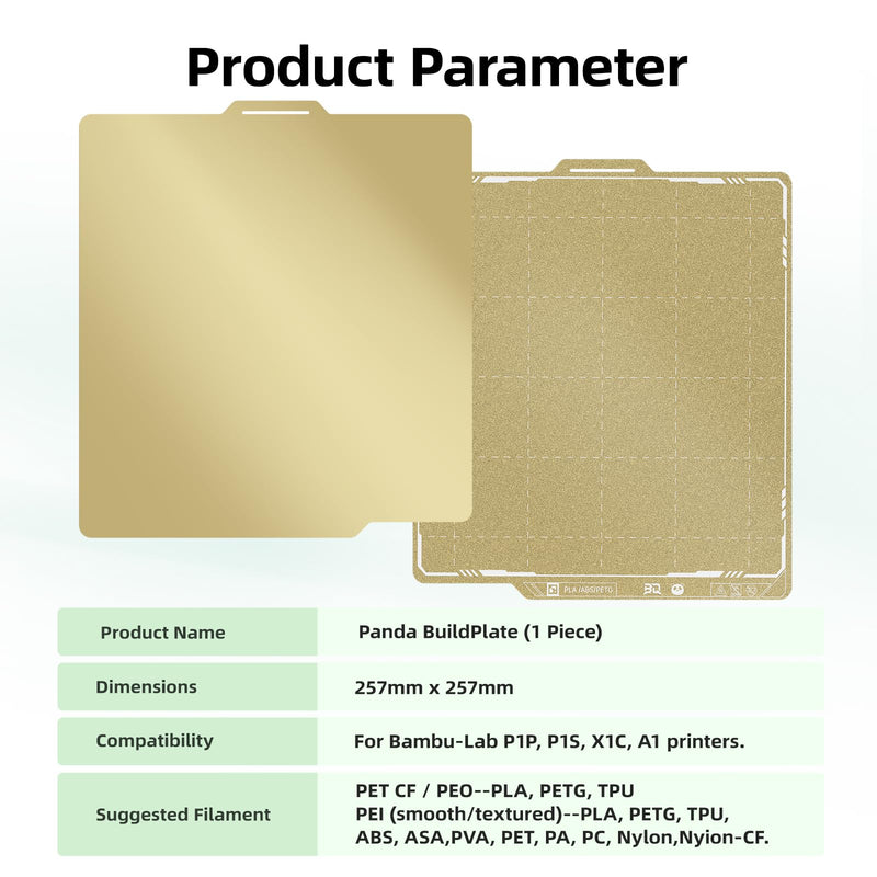 Smooth/Textured PEI Build Plate for Bambu-lab X1C X1E P1S P1P A1, BIQU Double-sided PEI Spring Steel Sheet for Bambulab 3D Printers, 257x257mm, 1 Piece 257*257 MM Smooth PEI+Textured PEI