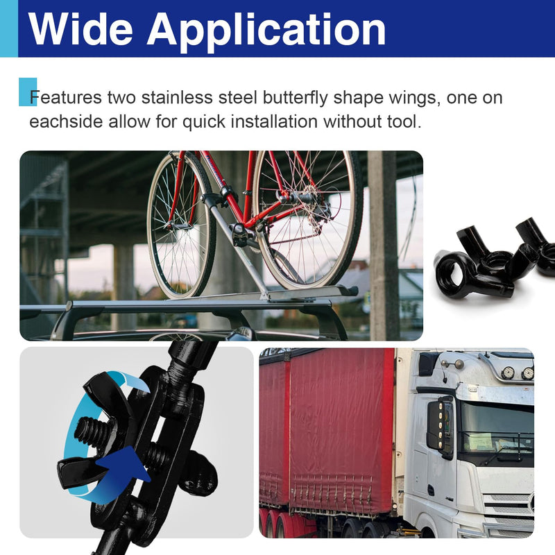 [Australia - AusPower] - 28PCS M6 Metric Wing Nuts kit, Zinc Plating-Black Wing Nuts Butterfly Fasteners, Hand Twist Tighten Ear Butterfly Nut Kitfor Easy Assembly and Secure Fit Furniture 28Pcs M6 