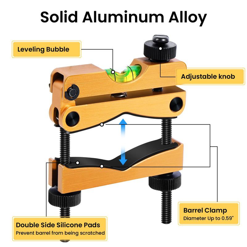 [Australia - AusPower] - Scope Leveling Kit, Professional Scope Level Universal Scope Mounting Kit with Magnetic 2 Universal Level Bubbles, Scope Leveling Tool for Equipment Frame Maintenance Gold 