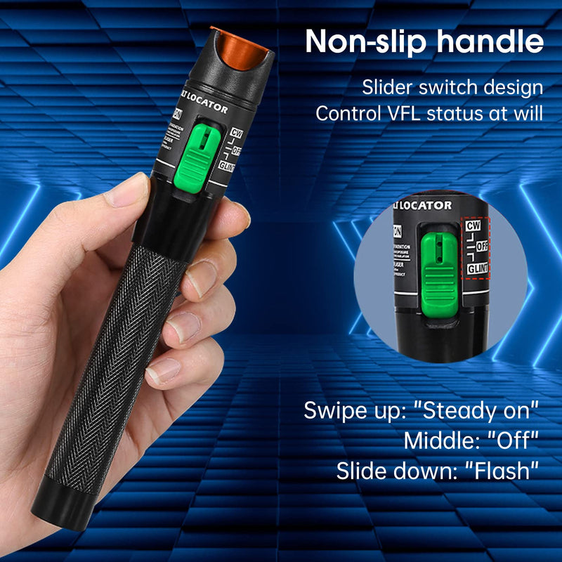[Australia - AusPower] - 2 Pack Visual Fault Locator, Fiber Optic Tester Kit Including Fiber Optic Cable Tester with Single Mode 9/125um FC Male to LC Female Adapter(Yellow 50Km & Green 30Km) 