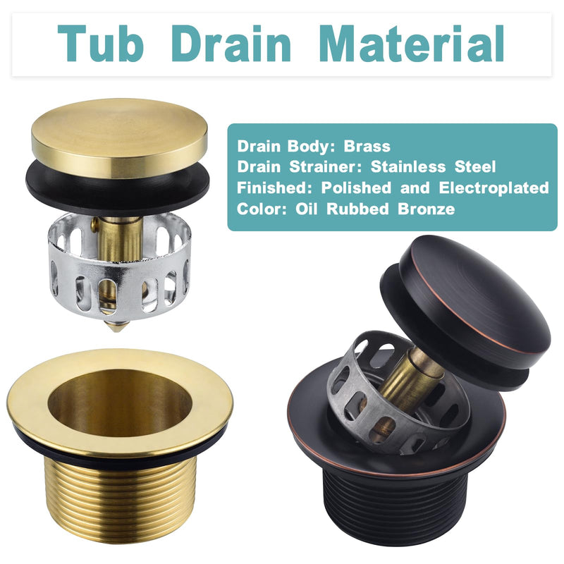 BESTILL Tip-Toe Bathtub Drain Bath Tub Trim Set Conversion Kit with Overflow Faceplate, Oil Rubbed Bronze