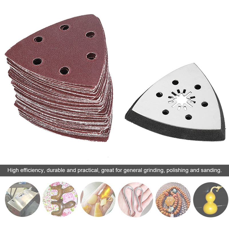 [Australia - AusPower] - 61Pcs 90mm Multi-Function Sanding Pad Triangular Sandpaper - Quick Release Blade Replacement, Case, Scraper, Blade, Sanding Pad, Sanding Paper 