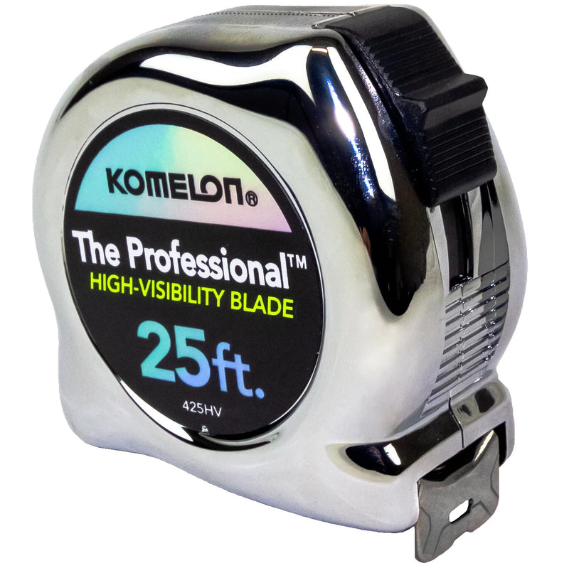 Komelon 425HV High-Visibility Professional Tape Measure, 25-Feet by 1-Inch, Chrome 7.6 m