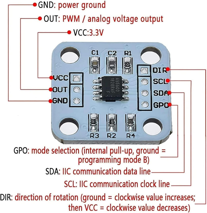 [Australia - AusPower] - 4Pcs AS5600 Magnetic Encoder 3.3V 12bit high Precision Magnetic Induction Angle Measurement Sensor Module?Mainly Used to Obtain Information Such as Progressive Motor Speed 