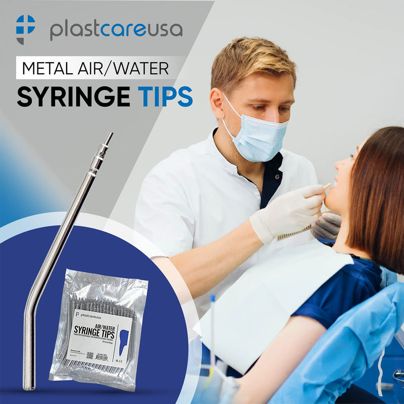 [Australia - AusPower] - PlastCare USA - Metal Air Water Spray Nozzle Syringe Tips for Dental Cleaning & Removal of Oral Debris (Pack of 10 Air Water Syringe Tips) 