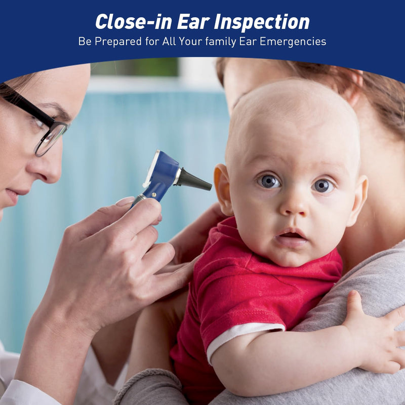 [Australia - AusPower] - Scian Otoscope - Ear Scope with Light for Examination at Home, Pocket Ear Checker Kit with Both Adult and Pediatric Reusable Specula Tips for Nurses, Doctors - Blue-Old 