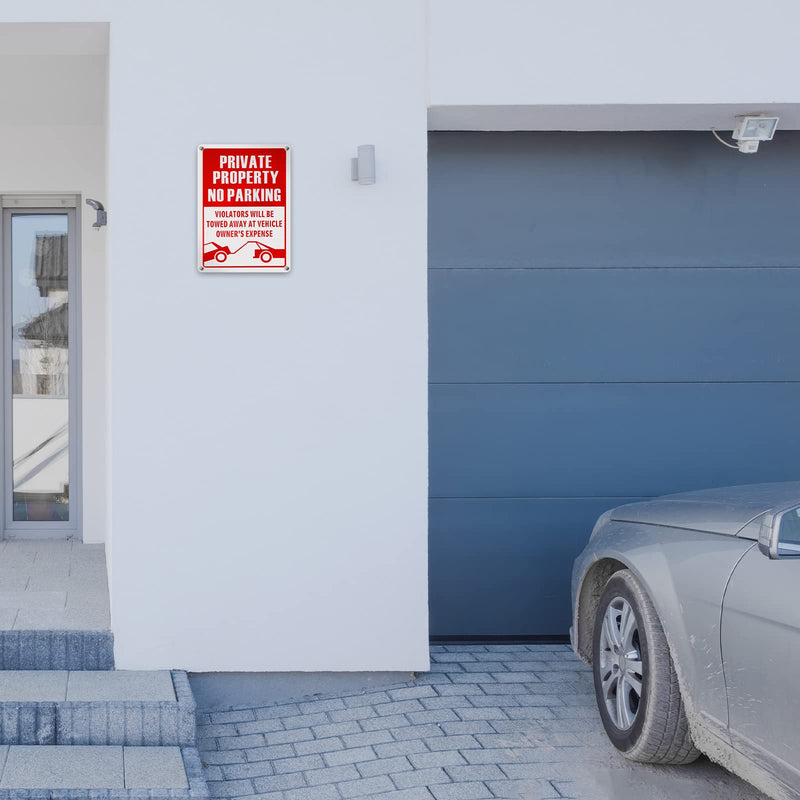 Lounsweer 8 Pcs No Parking Sign 14 x 10 Inch Metal Reflective Private Property Sign Violators Will Be Towed Rust Free Aluminum, UV Protected, Weather Resistant, Waterproof, Durable Ink, Easy to Mount