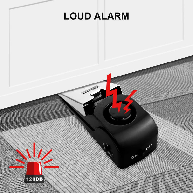 [Australia - AusPower] - 2 Pack Door Stop Alarm, Door Stopper with 120DB Security Alarm, Floor Wedge Door Stop Siren, Door Security Devices for Traveling, Apartment, Hotel and Home, Black 2 