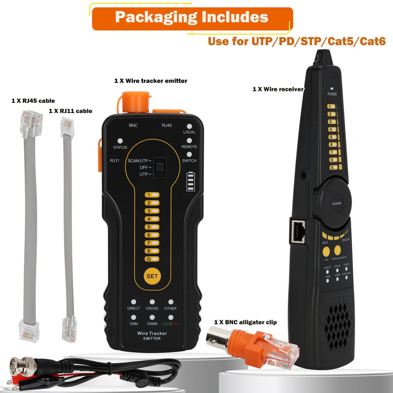 [Australia - AusPower] - Digital Wire Tracer Tone Generator and Probe kit, Network Cable Continuity Tester for Ethernet, Telephone, Video, Coax, Speaker and Data Cables RJ11 RJ12 RJ45 