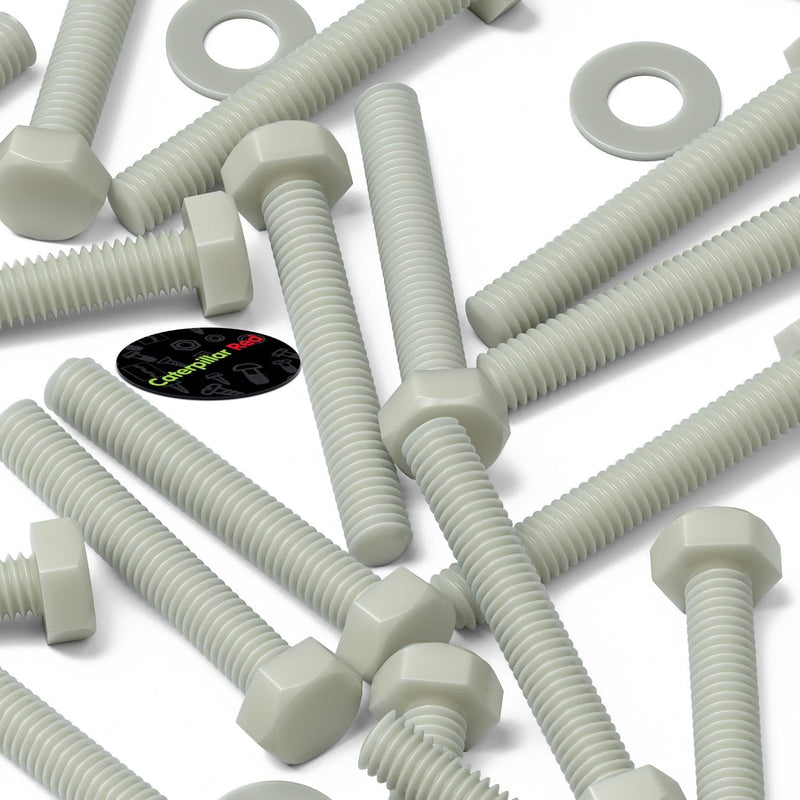 [Australia - AusPower] - 50 x Glass Filled Reinforced, Super Nylon Hex Head, M3 x 20mm, Machine Screws, Plastic Nuts and Bolts, Washers, 1/18 x 25/32 