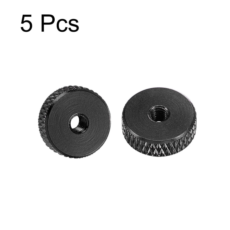 [Australia - AusPower] - uxcell Flat Knurled Nut - M3 x 12mm x 4mm Thumb Nuts Lock Adjusting Nuts Aluminum Alloy Black 5Pcs 