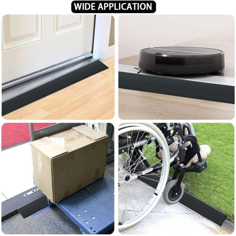 Floor Transition Strip PVC Door Threshold Ramp Doorway Edge Trim Flooring Edging Trim for Laminate Doorway Carpet Tile Floor Edge Threshold from 1/2" to 3/5" (Black, 3.3Ft) Black