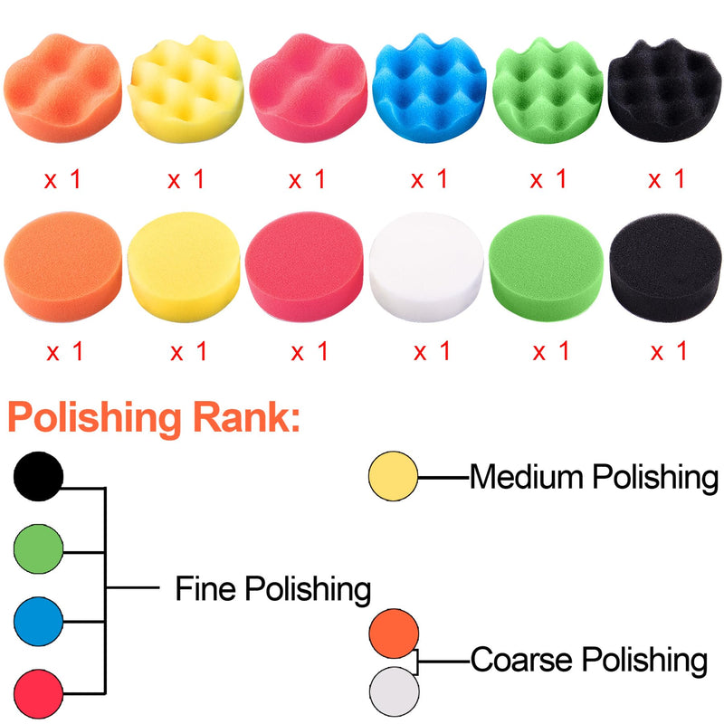 [Australia - AusPower] - SIQUK 16 Pieces Buffing Pads 6 Inch Car Polishing Pad Kit Foam Polish Pads Wax Buffer Polisher Attachment for Drill 