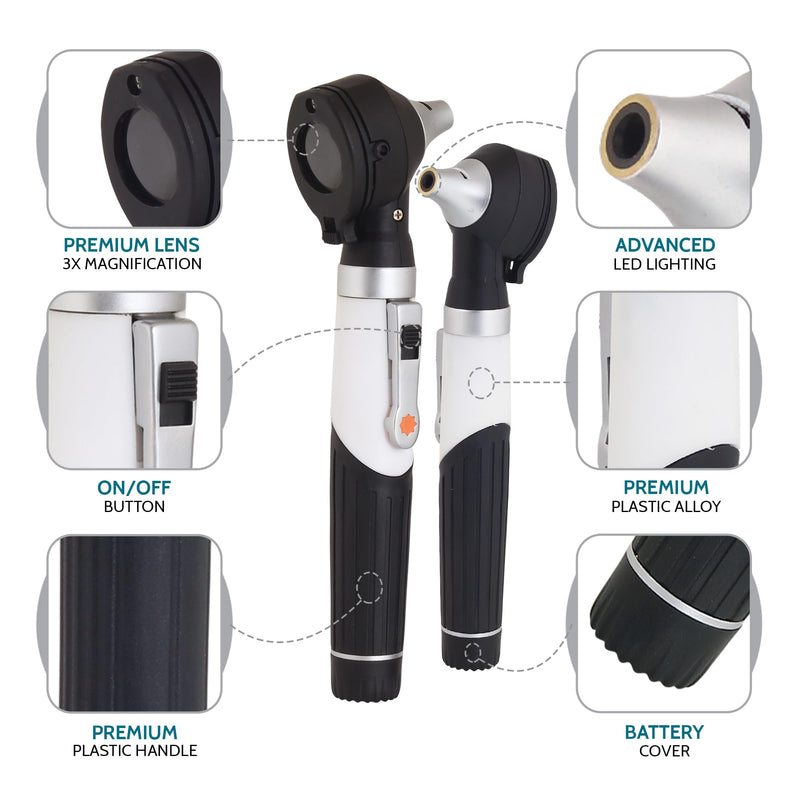 [Australia - AusPower] - Fiber Optic Mini Otoscope - Ear Scope with Light, Ear Infection Detector (Black Color) 