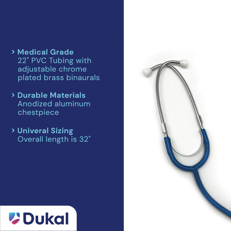 [Australia - AusPower] - DUKAL Tech-Med Dual Head Stethoscope, 22" Tubing (Blue), Lightweight Dual Head Stethoscope for Nurses, Doctors, Paramedics, and Students Blue 