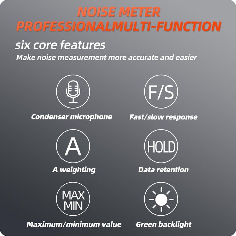 [Australia - AusPower] - Decibel Meter,Portable Db Meter, Noise Decibel Reader, Sound Level Meter for Monitor Noise Range 30-130dB Max/Min, Data Hold, with Backlight Screen, Use for Home, Courtyard, Public Place 