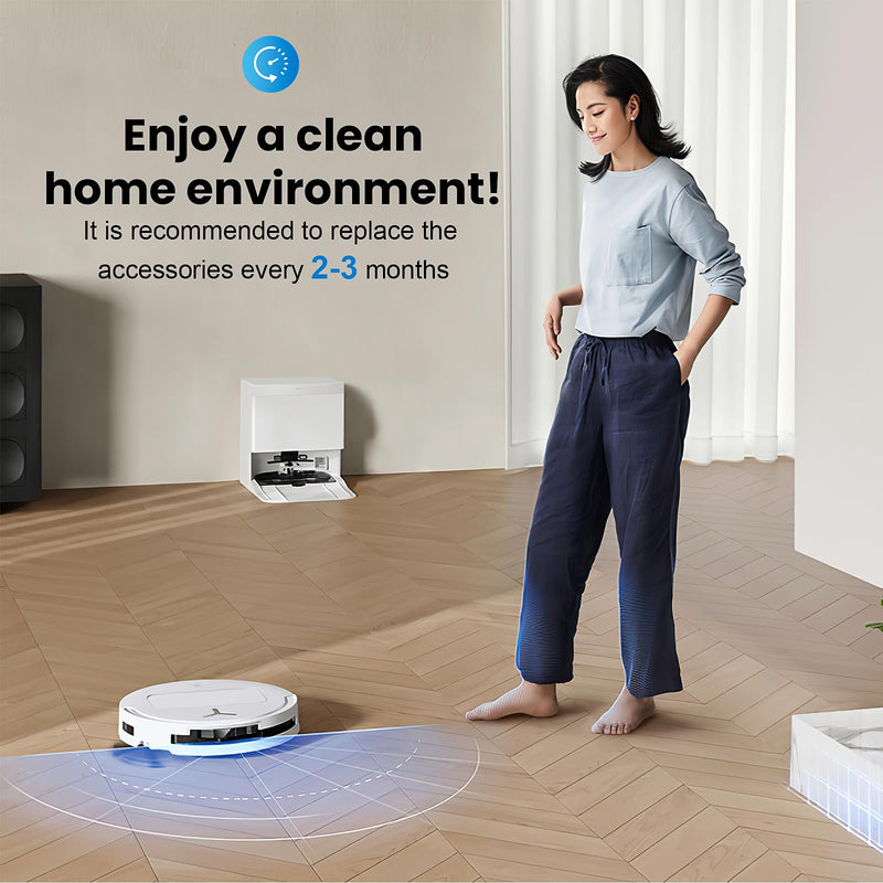 24 Pcs Replacement Parts for Ecovacs Deebot T50 Pro Omni / T50 Pro Omni Gen2 / T50 Omni Robot Vacuum, Include 1 Main Brush, 6 Dust Bags, 4 Filters, 6 Side Brushes, 6 Mop Pads and 1 Cleaning Tool T50 PRO OMNI-KIT